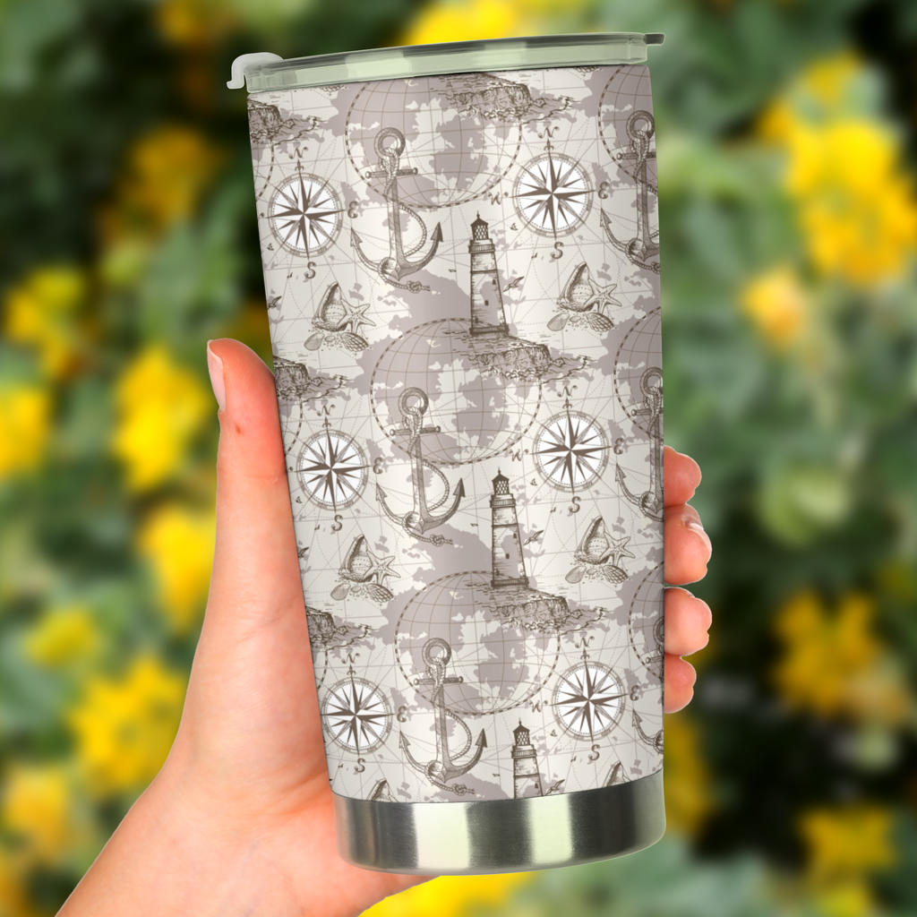 Nautical Map Design Themed Print Tumbler