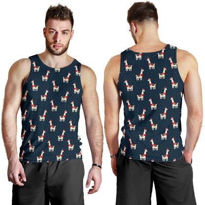 Llama with Polka Dot Themed Print Men Tank Top