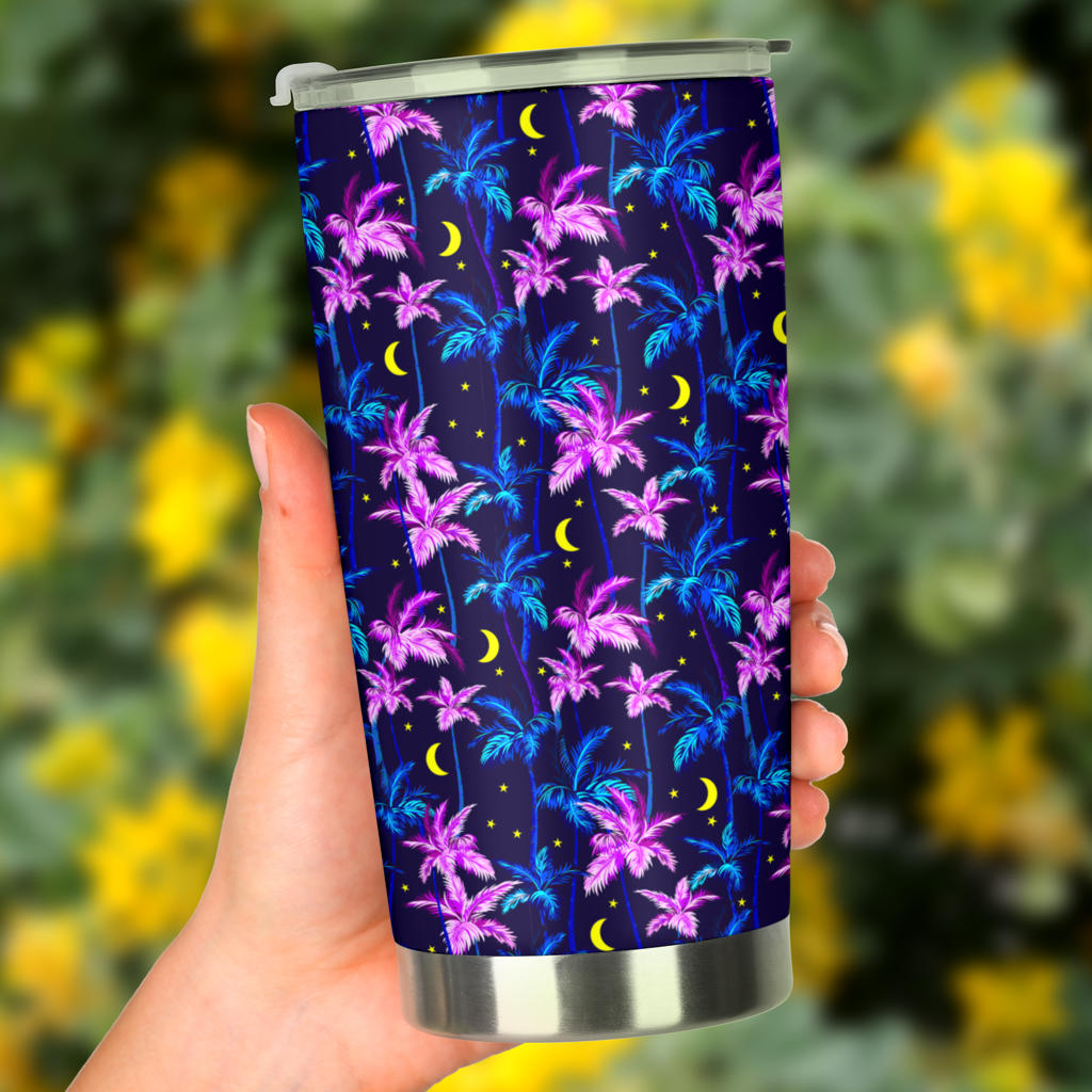 Palm Tree Night Scene Design Print Tumbler