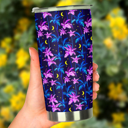 Palm Tree Night Scene Design Print Tumbler