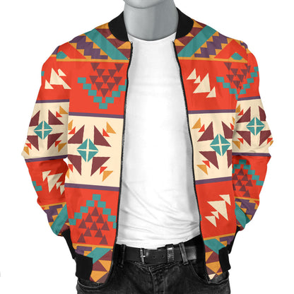 Aztec Red Print Pattern Men Bomber Jacket