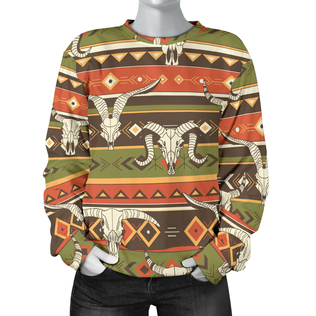 American indian Skull Animal Women Long Sleeve Sweatshirt