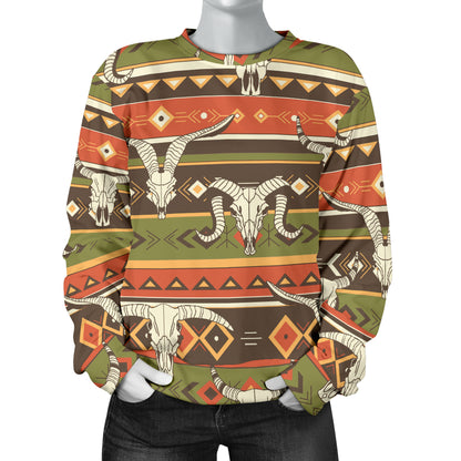 American indian Skull Animal Women Long Sleeve Sweatshirt