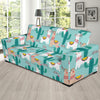 Llama Cactus Pattern Print Design 08 Sofa Slipcover