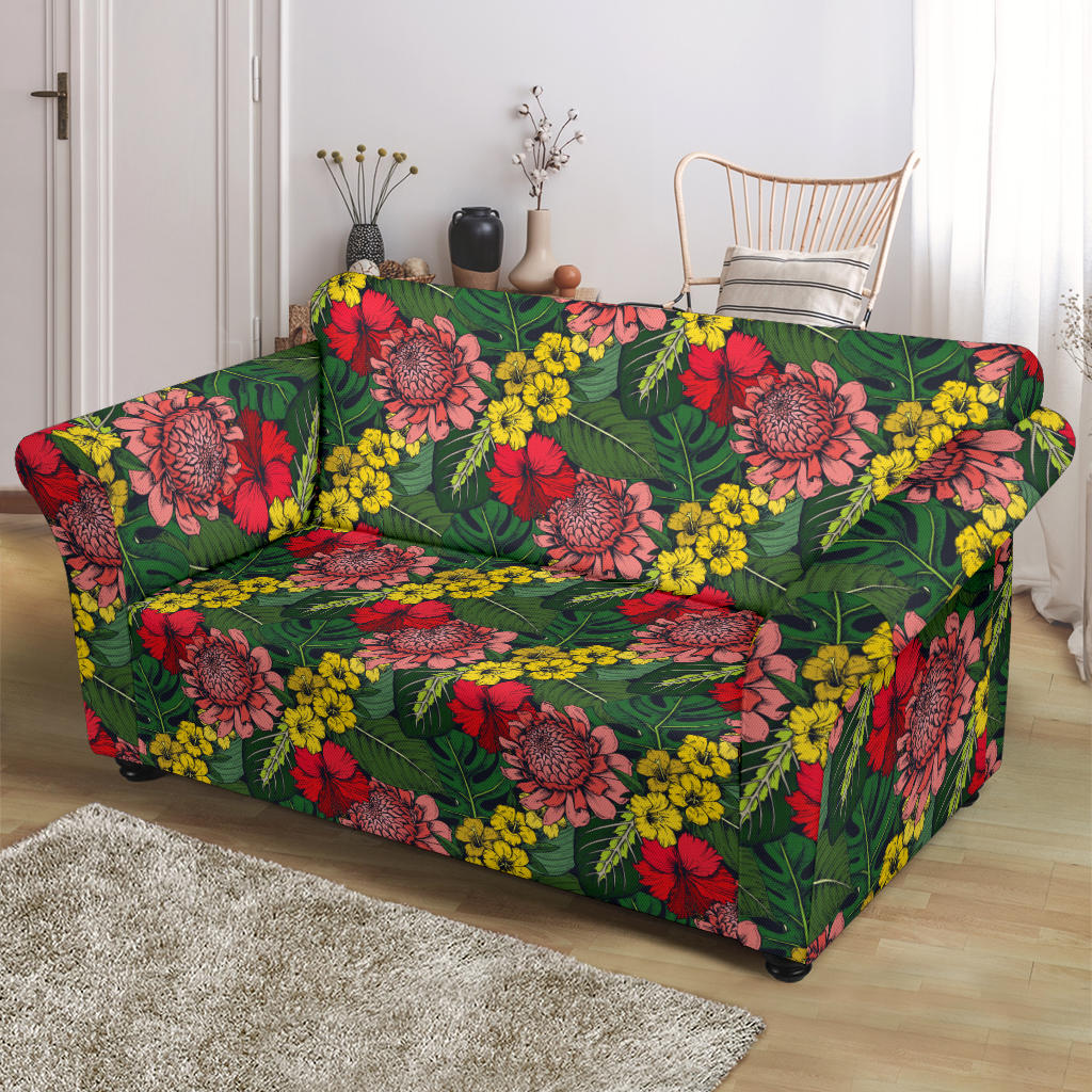 Summer Floral Print Design LKS305 Loveseat Couch Slipcover
