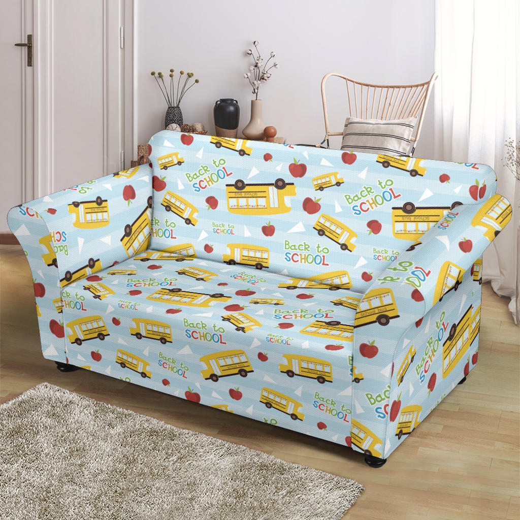 School Bus Back To School Print Design LKS303 Loveseat Couch Slipcover