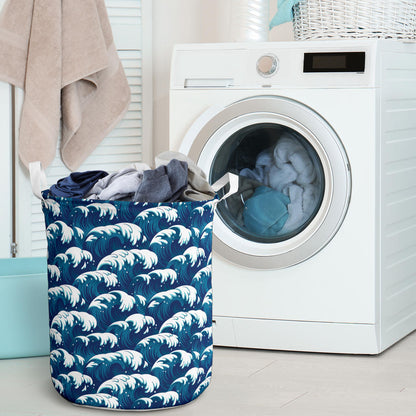 Ocean Wave Pattern Print Laundry Basket