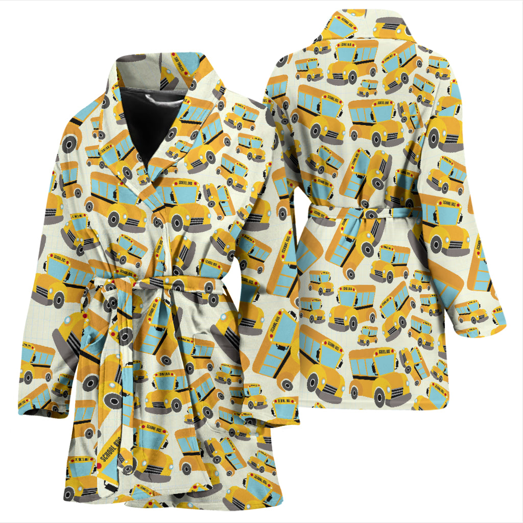 School Bus Print Design LKS301 Women Bathrobe