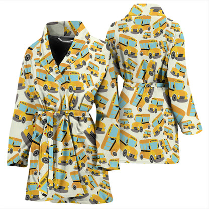 School Bus Print Design LKS301 Women Bathrobe