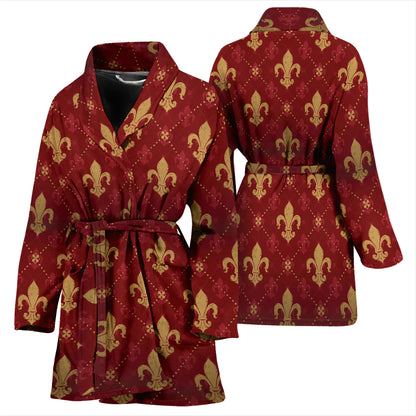 Fleur De Lis Print Design LKS401 Women Bathrobe