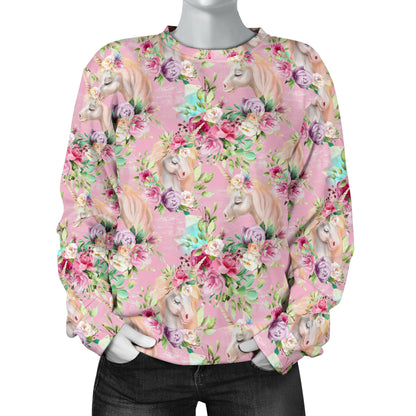 Unicorn Princess with Rose Women Long Sleeve Sweatshirt