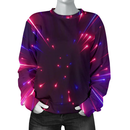 Celestial Purple Blue Neon Speed Light Women Long Sleeve Sweatshirt
