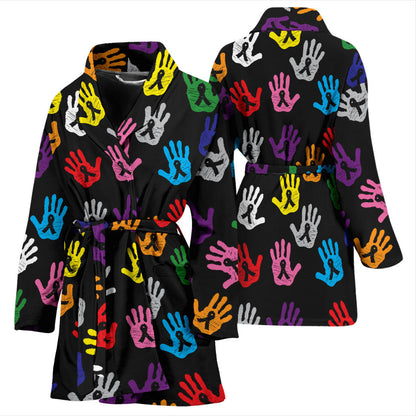 Cancer Awareness Pattern Print Design 04 Women Bathrobe