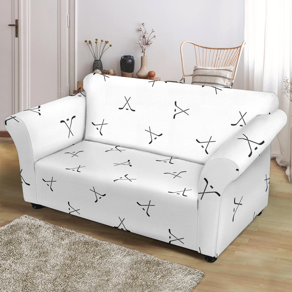 Hockey Print Design LKS304 Loveseat Couch Slipcover