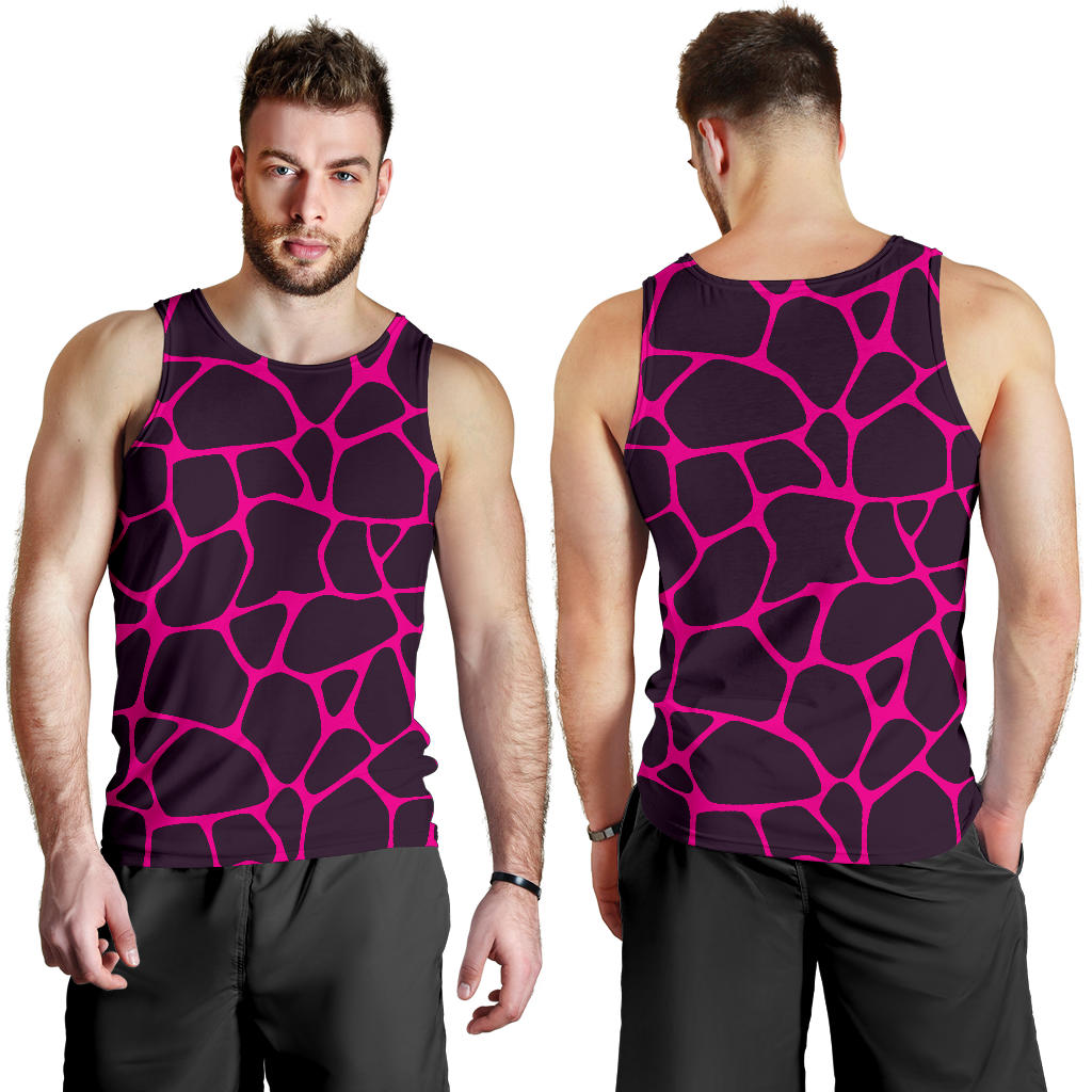 Giraffe Pink Background Texture Print Men Tank Top