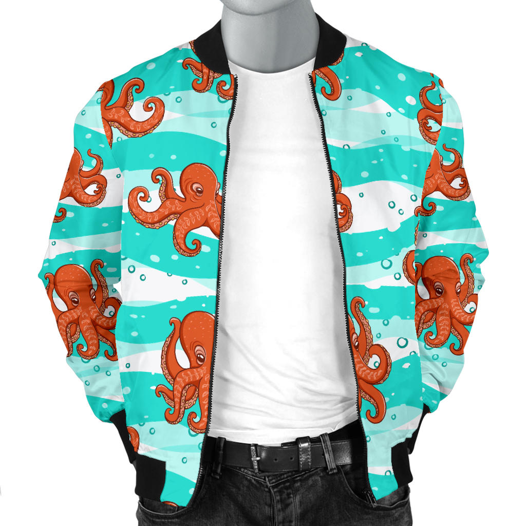 Octopus Cute Design Print Themed Men Bomber Jacket