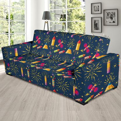Firework Sparkling Rockets Print Design LKS306 Sofa Slipcover