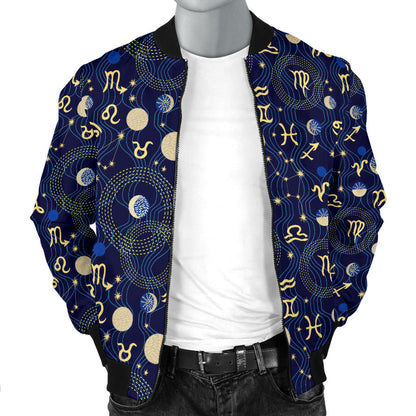 ZodiacThemed Design Print Men Bomber Jacket
