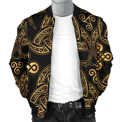 Celtic Knot Gold Design Men Bomber Jacket