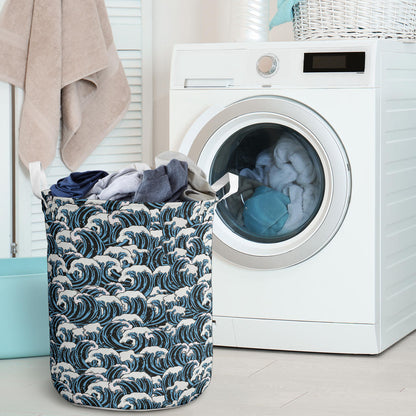 Surf Wave Pattern Print Laundry Basket