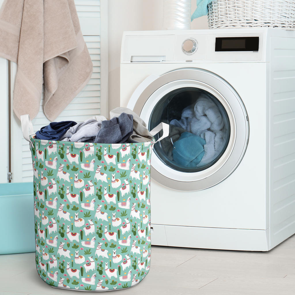 Llama with Cactus Themed Print Laundry Basket