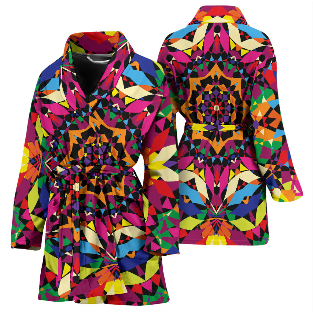 Kaleidoscope Pattern Print Design 02 Women Bathrobe