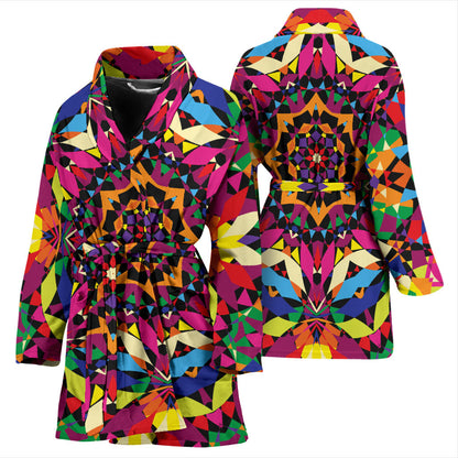 Kaleidoscope Pattern Print Design 02 Women Bathrobe