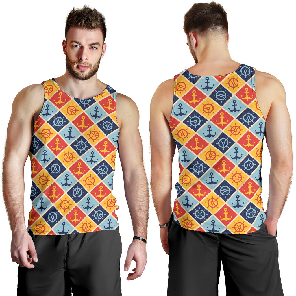Nautical Pattern Design Themed Print Men Tank Top