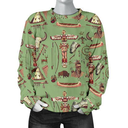 Native Indian Themed Design Print Women Long Sleeve Sweatshirt