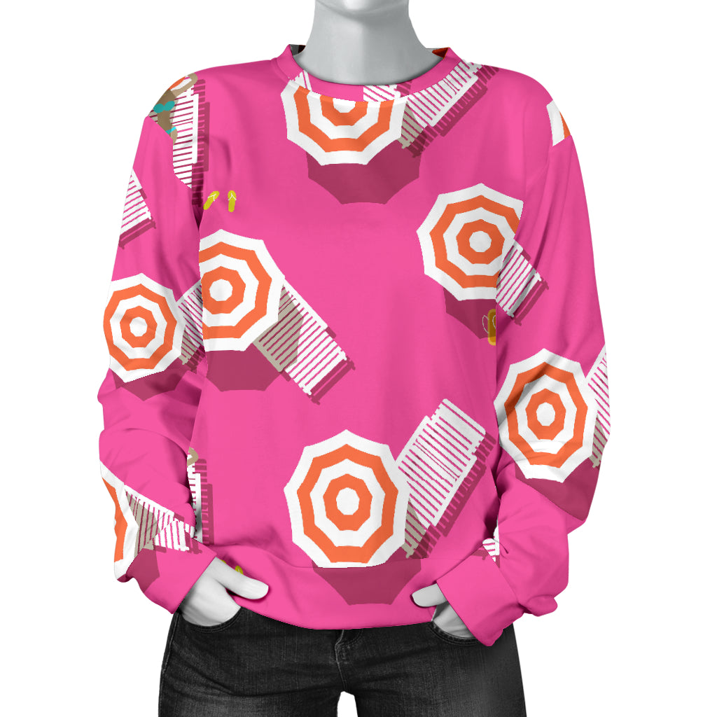 Beach Top View Umbrella Theme Women Long Sleeve Sweatshirt
