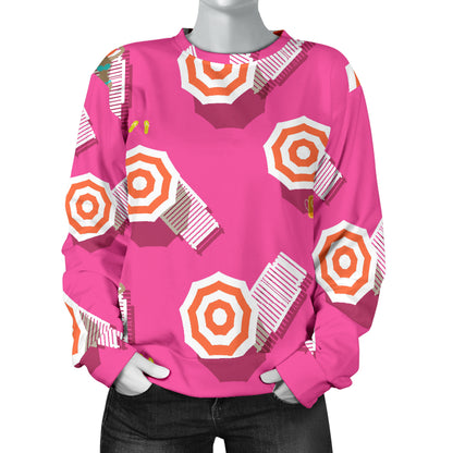 Beach Top View Umbrella Theme Women Long Sleeve Sweatshirt