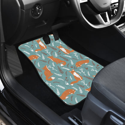Fox Forest Print Pattern Car Floor Mats Front Back