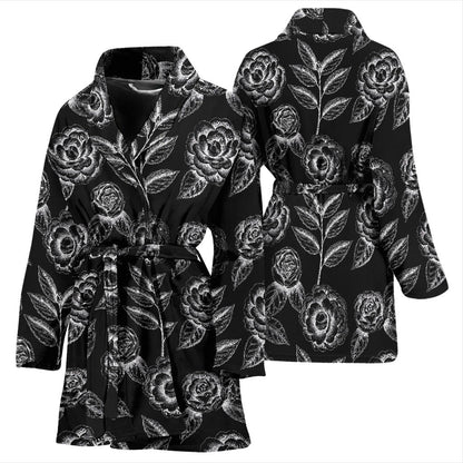 Camellia Pattern Print Design 02 Women Bathrobe