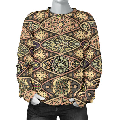 Mandala Motif Themed Design Print Women Long Sleeve Sweatshirt