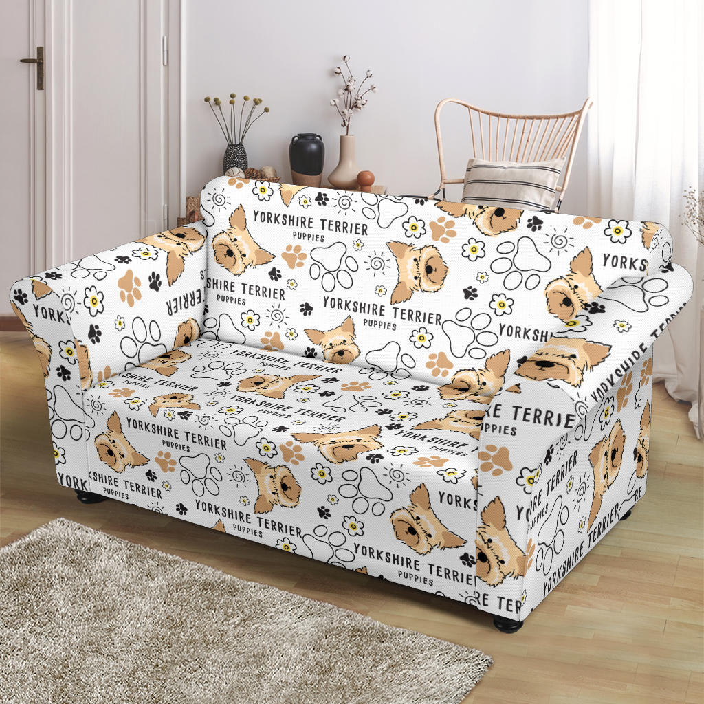 Yorkshire Terriers Print Design LKS308 Loveseat Couch Slipcover