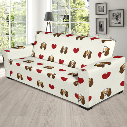 Cavalier King Charles Spaniels Pattern Print Design 01 Sofa Slipcover