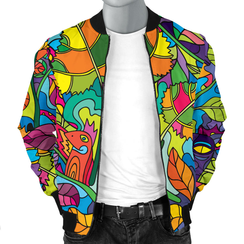 Psychedelic Trippy Flower Print Men Bomber Jacket