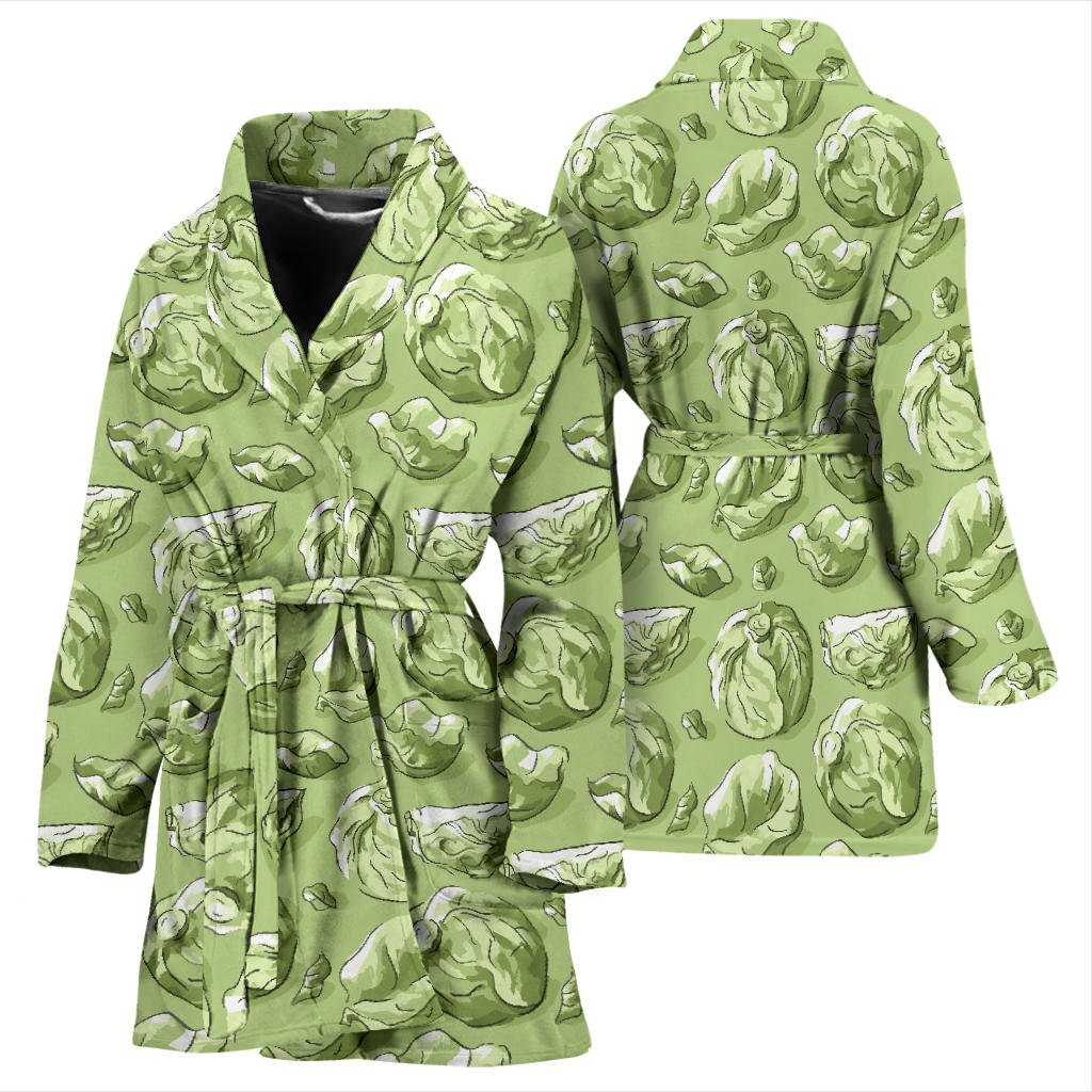 Brussels Sprouts Pattern Print Design 01 Women Bathrobe