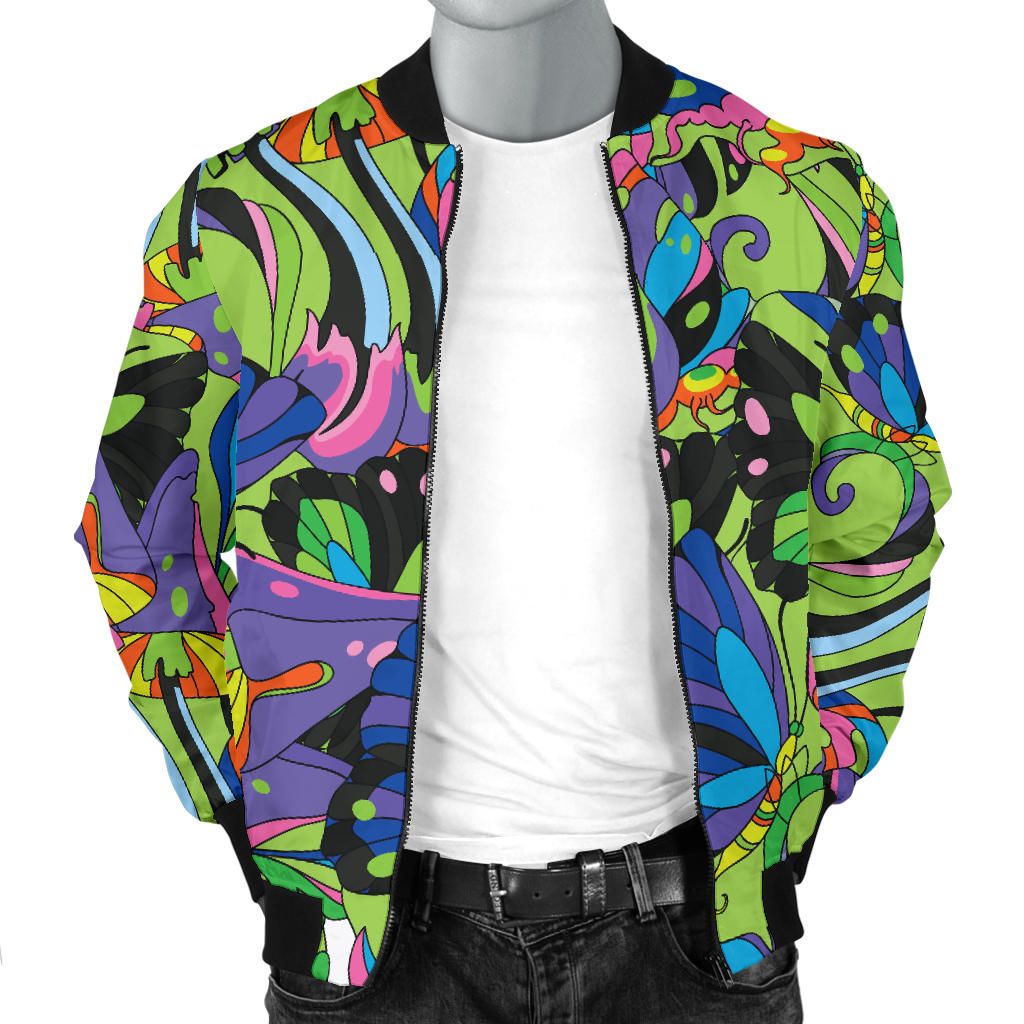 Psychedelic Trippy Mushroom Themed Men Bomber Jacket