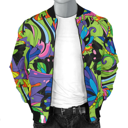 Psychedelic Trippy Mushroom Themed Men Bomber Jacket