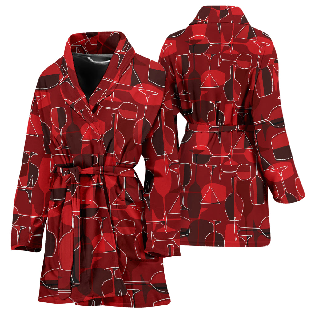 Wine Glass Print Design LKS301 Women Bathrobe