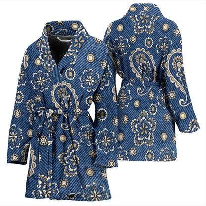 Jean Paisley Pattern Print Design 01 Women Bathrobe