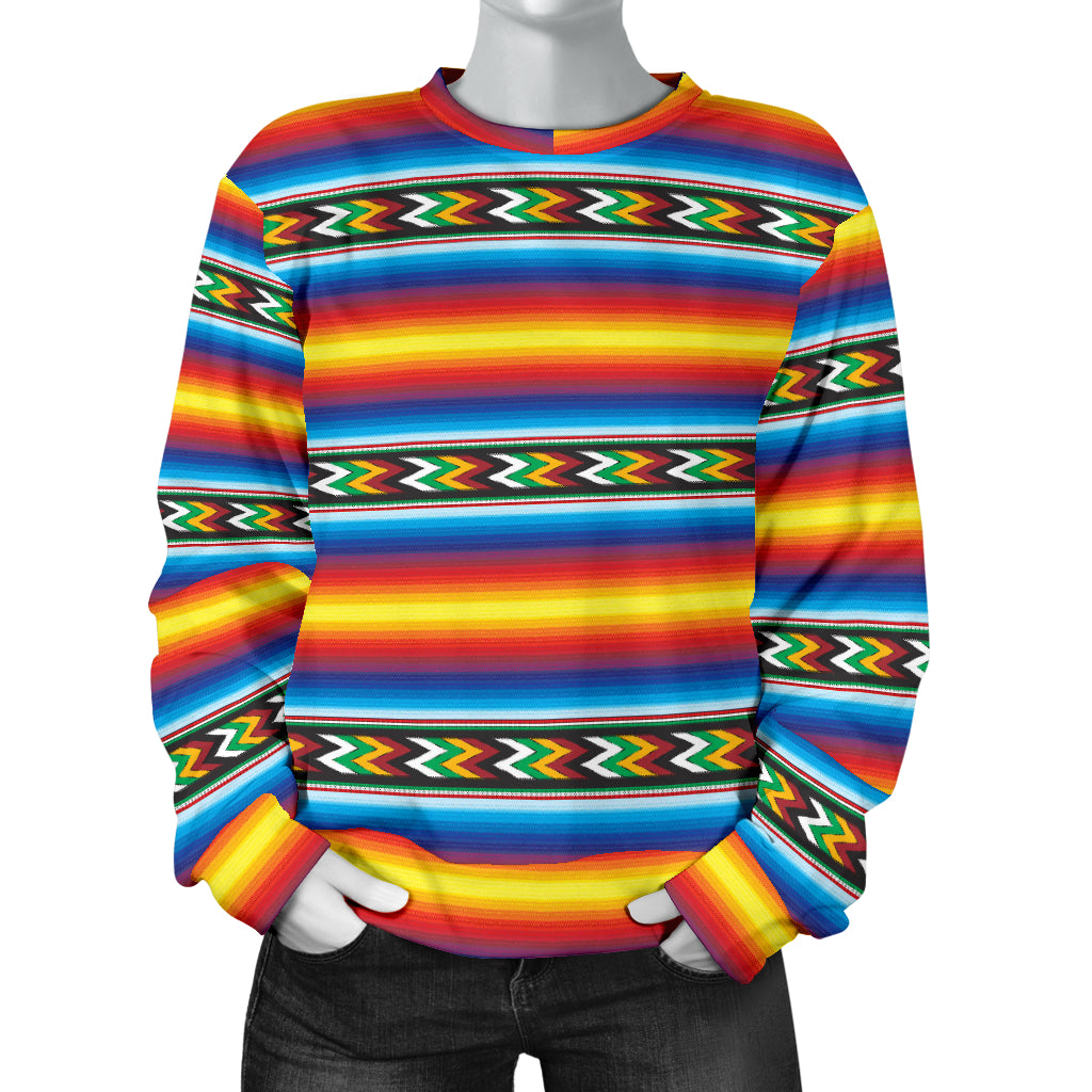Mexican Blanket ZigZag Print Pattern Women Long Sleeve Sweatshirt