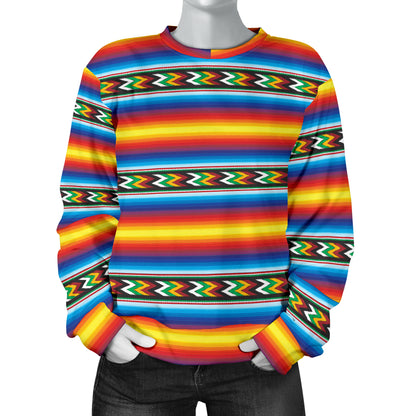 Mexican Blanket ZigZag Print Pattern Women Long Sleeve Sweatshirt