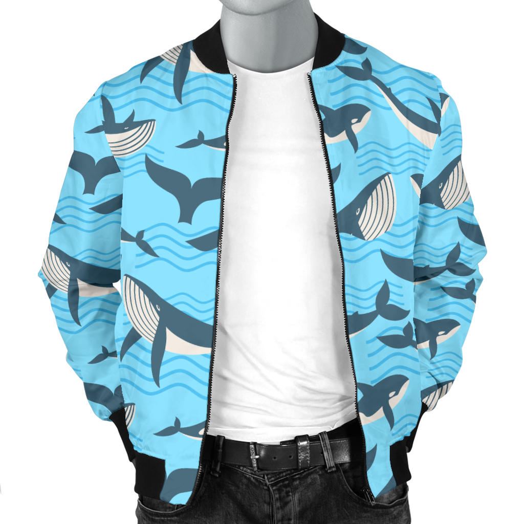 Whale Pattern Design Themed Print Men Bomber Jacket