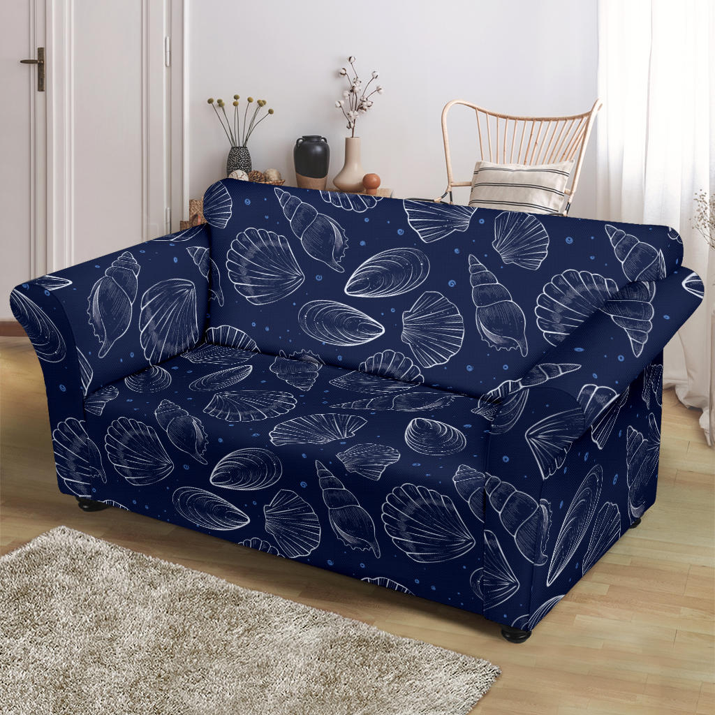 Seashell Print Design LKS3011 Loveseat Couch Slipcover
