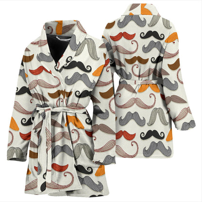 Mustache Pattern Print Design A02 Women Bathrobe