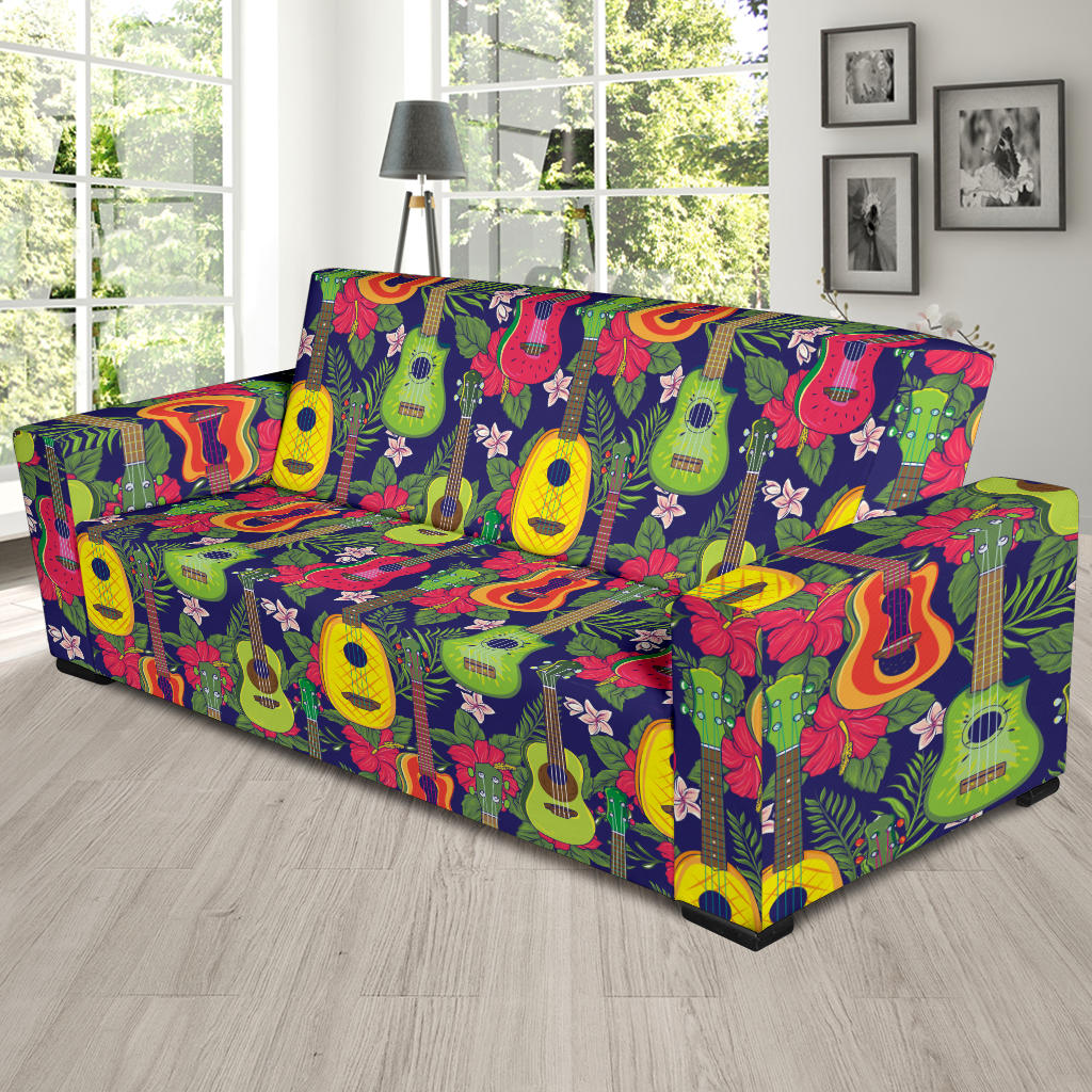 Ukulele Tropical Pattern Print Design 03 Sofa Slipcover