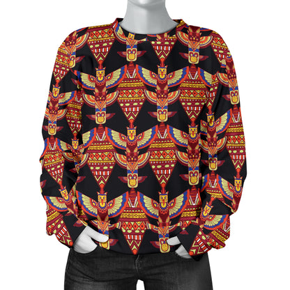 Totem Pole Print Women Long Sleeve Sweatshirt