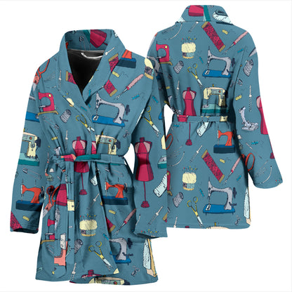 Sewing Equipment Print Design LKS301 Women Bathrobe